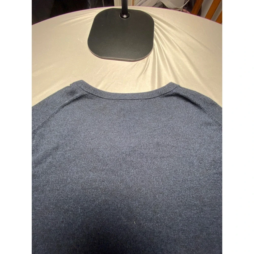 Banana Republic Luxury Blend Silk Cotton Cashmere V-Neck Sweater Navy Blue XL